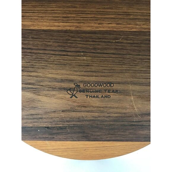 Vintage Goodwood Round Cheese Cracker Serving Tray Glass Dome Genuine Teak 16 in - Picture 7 of 9